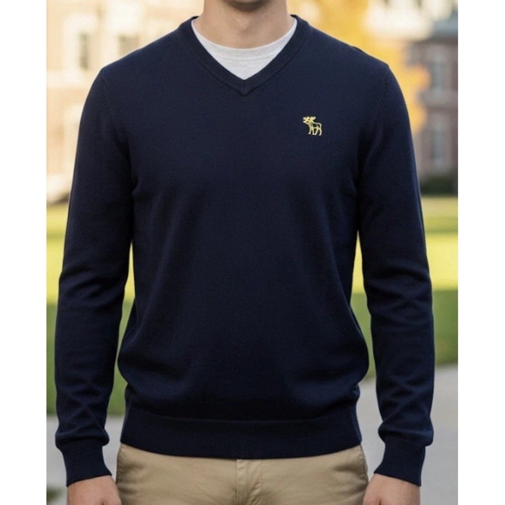 Abercrombie & Fitch Mens M Blue Muscle Cotton Wool Cashmere Preppy Sweater